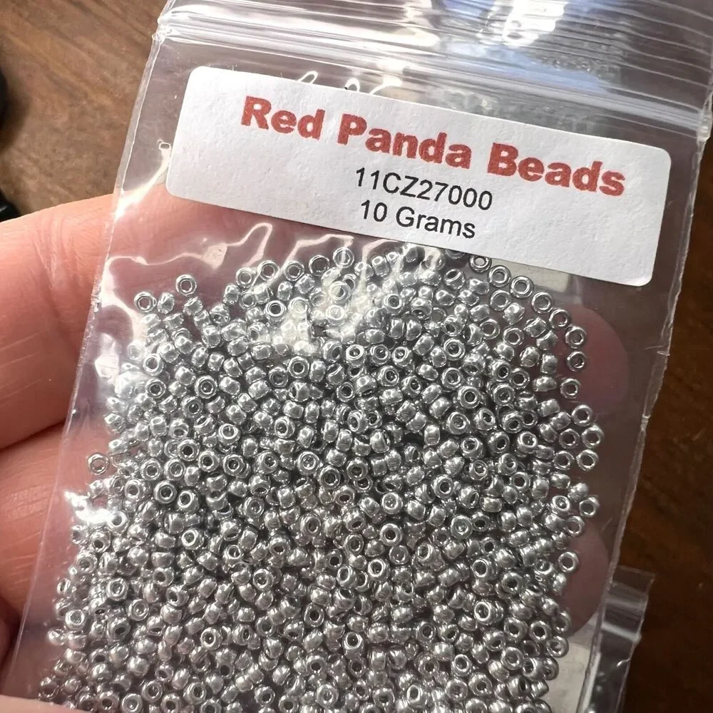 Red Panda Beads Lot Czech Glass Pearls Metallic Silver Jewelry Making Beads